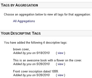 Curator and Collection manager view of descriptions / tags